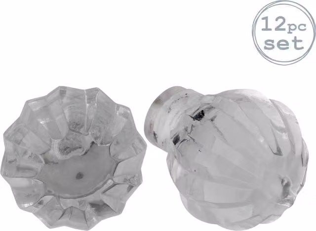 Nicola Spring Transparent Glass Cabinet Knobs, Pack of 12
