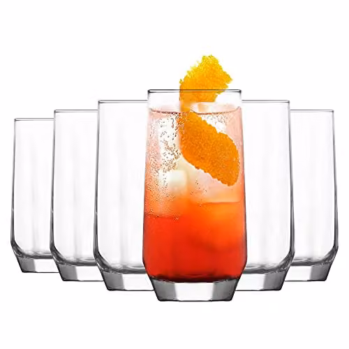 LAV Diamond Geometric Highball Tumbler Glasses, Set of 12, Transparent, 385ml