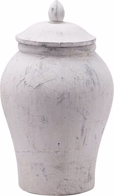 Bloomingville Large Stone Ceramic Ginger Jar in Sand and White – 1