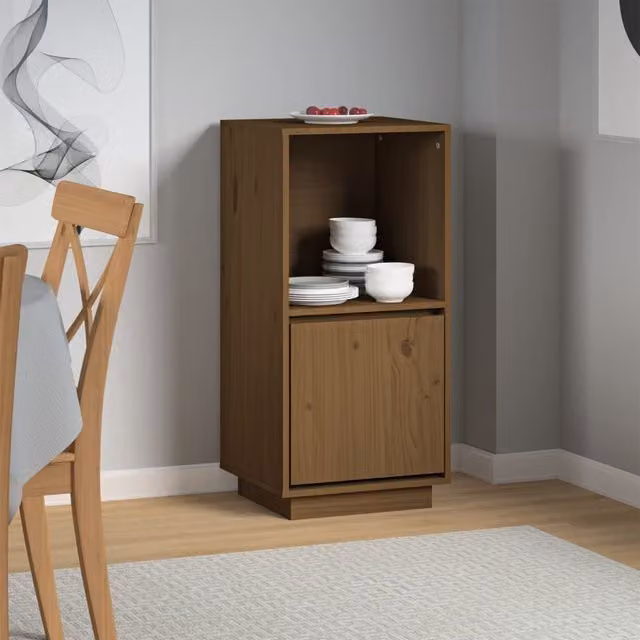 Berkfield Home Modern Honey Brown Solid Wood Pine Sideboard W/D/H: 38 x 35 x 80 cm