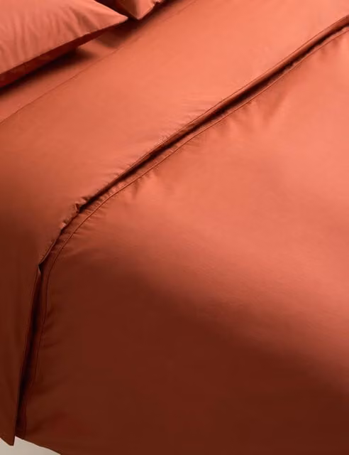 M&S Egyptian Cotton 230 Thread Count Percale Duvet Cover in Terracotta