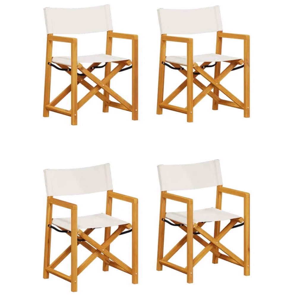 Berkfield Home 4 Piece Folding Acacia Wood Garden Chairs in White – 2