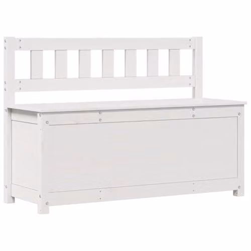 vidaXL White Solid Wood Pine Bench, W/D/H: 110 x 41 x 76.5 cm