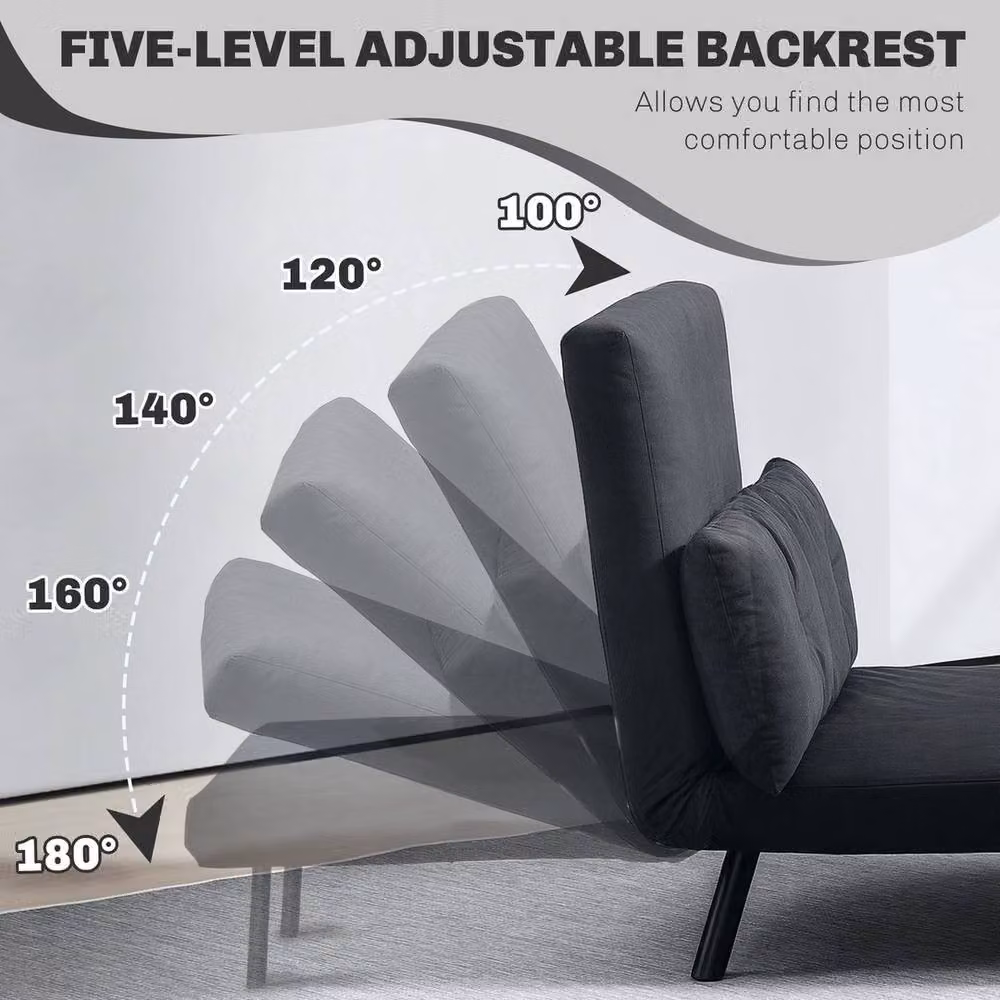 FORGEVIO Black 2 Seater Click Clack Sofa Bed for Living Room and Home Office – 5
