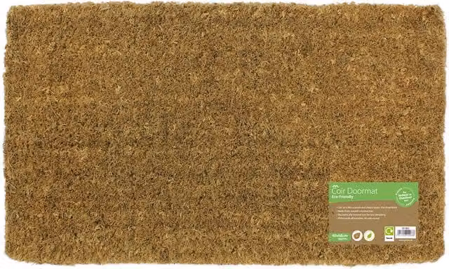JVL Ryburn Plain Natural Coir Doormat, Beige/Brown, W: 40 cm, D: 68 cm