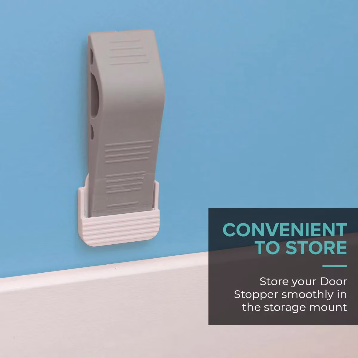 LIVIVO Heavy Duty Rubber Door Stopper Wedge with Holder, Grey – 3