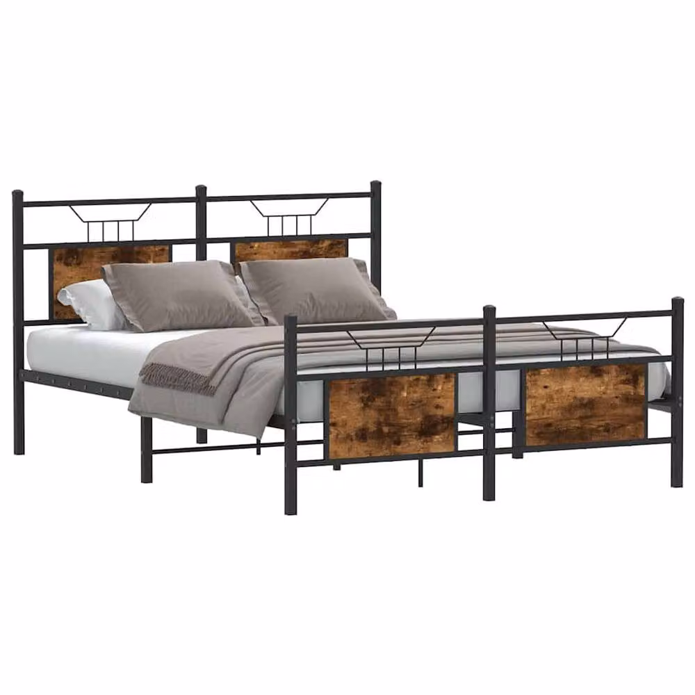 Berkfield Home Smoked Oak Bed Frame in Brown, W/D/H: 140 x 190 cm – 3