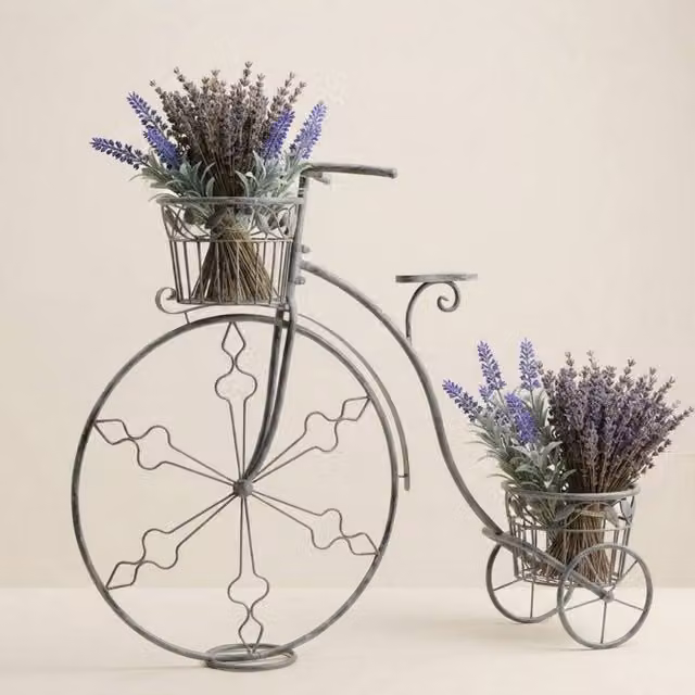 Minster Stylish Living Ltd Metal Bicycle Planter in Grey, W107 x D26 x H87 cm – 1
