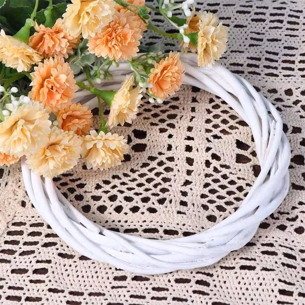 SPETLEK White Round Rattan Christmas Tree Garland with Geometric Leaves, W/L: 100 x 15 cm – 2