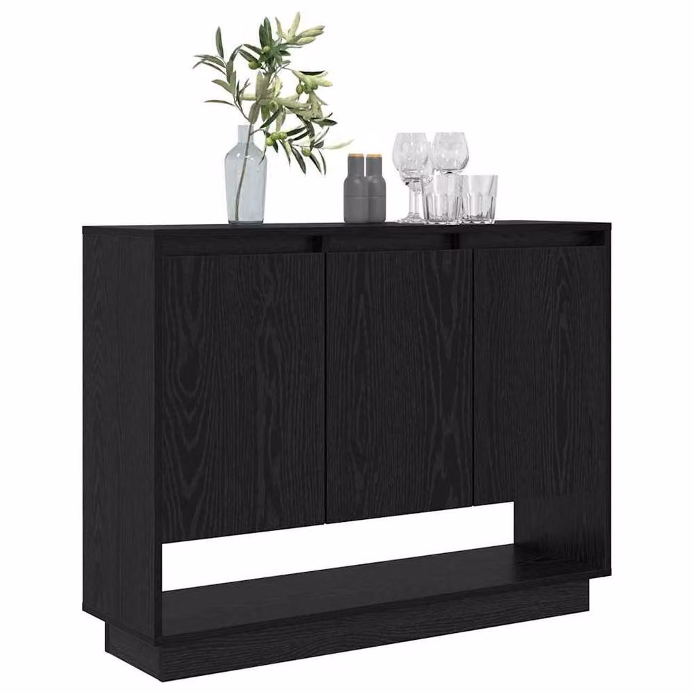 Berkfield Home Black Oak Sideboard with Shelf and Door, W/D/H: 97 x 29 x 75 cm – 3