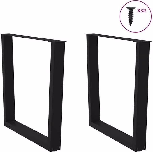 Berkfield Home Modern V-Shape Dining Table Legs, 2 Pieces, Black Steel, H: 72-73.3 cm x W: 90 cm – 1