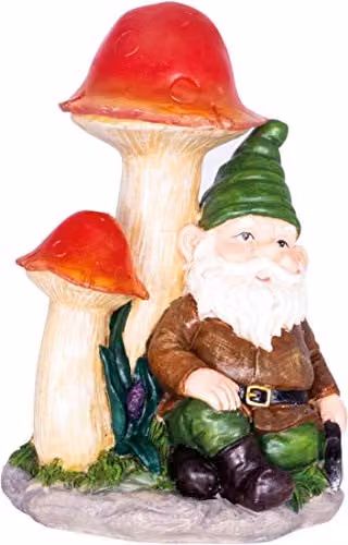 St Helens Home & Garden Solar Garden Ornament Male Gnome with Green Hat and Multicolour Details