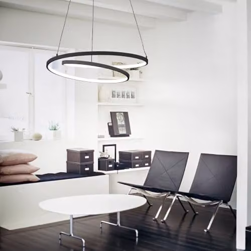 Ideal Lux Oz Ring LED Pendant Ceiling Light, Black, Width: 80 cm, 2700K Warm White – 2