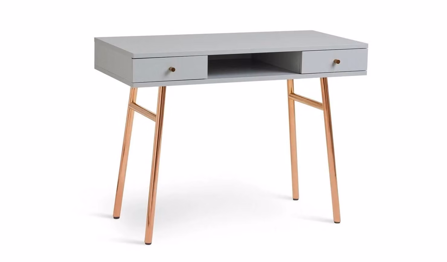 Valence Modern Writing Desk in Grey and Gold with 2 Drawers