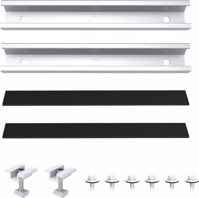 NuaSol Trapezoidal Sheet Metal Roof Mounting Set U-profile 20cm, Silver