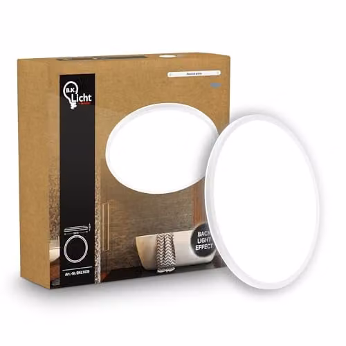 B.K.Licht White LED Slim Panel Ceiling Light, 16W, 1900lm, 4000K Neutral White, IP44 Splash-Proof, W/D/H: 24 x 30 x 3 cm