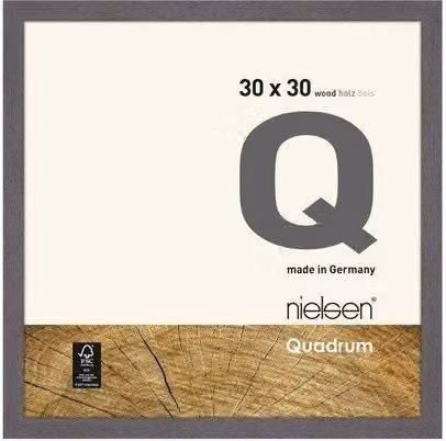 Nielsen Design Quadrum Square Wooden Picture Frame with Protective Glass in Mid Grey, W/H: 30 x 30 cm – 1