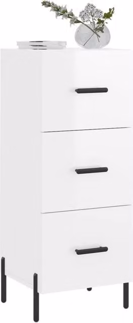 Berkfield Home High Gloss White Sideboard, W/D/H: 34.5 x 34 x 90 cm