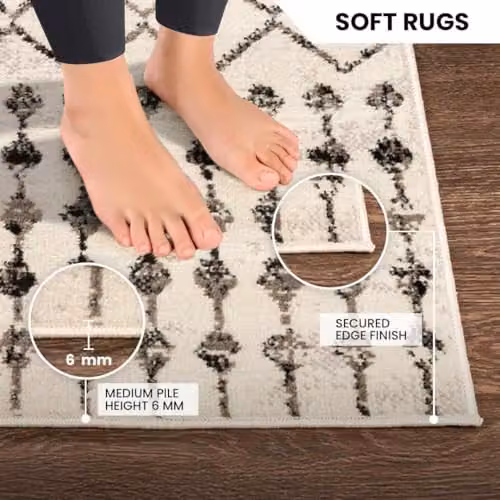 Livabliss Geometric Modern Rectangular Rug in Grey, Black and White, W/D/H: 80 x 220 x 0.6 cm – 4