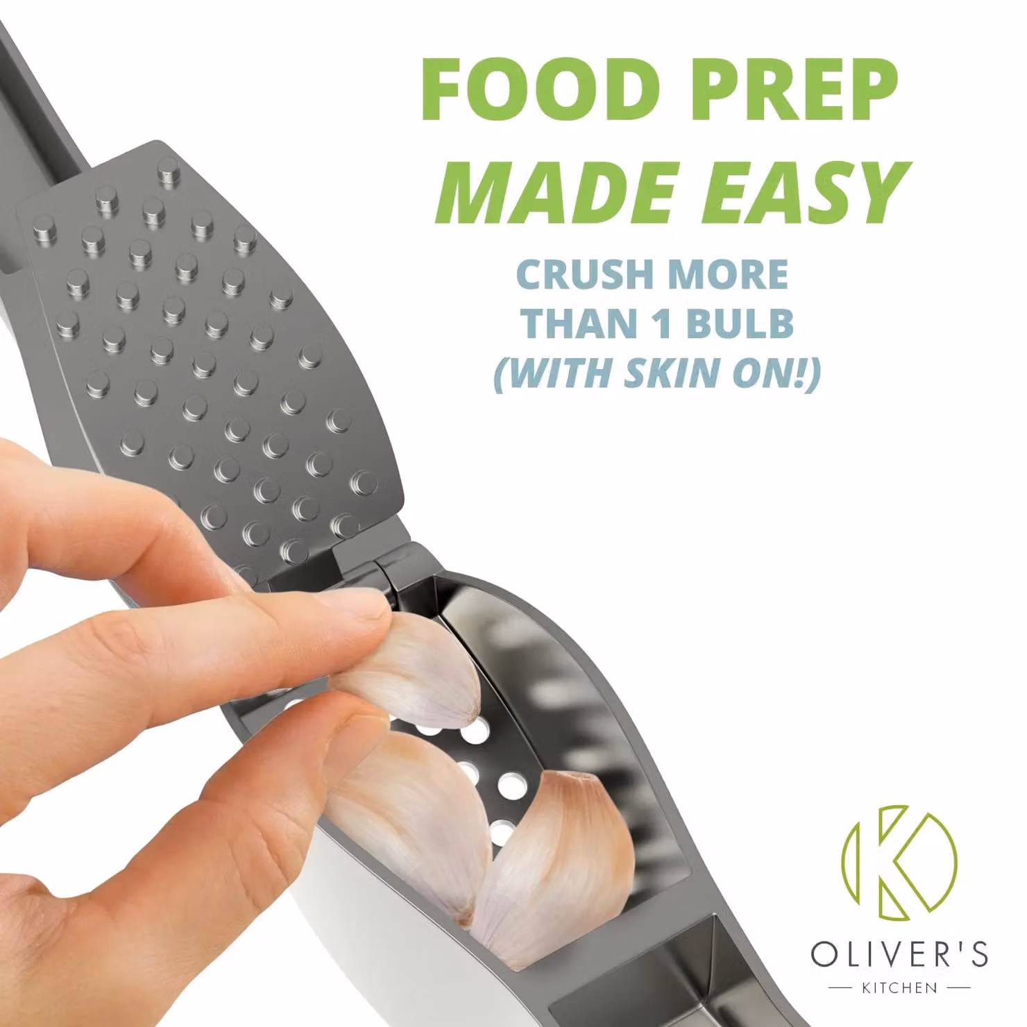 Oliver's Kitchen Premium Stainless Steel Garlic Press in Silver – 7