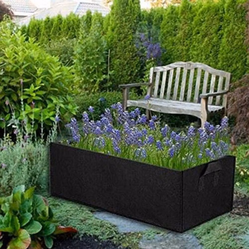 FLAVORA 5-Pack Large Black Plastic Grow Bags for Vegetables and Fruit – 4