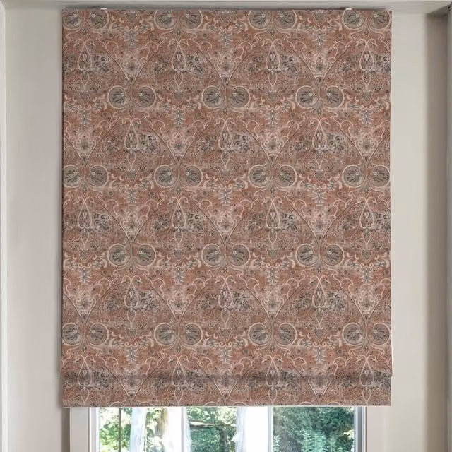 Linda Barker Home Jaipur Made To Measure Blackout Floral Roman Blind in Spice Red and Orange