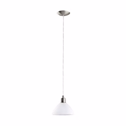 Loops Modern Pendant Light with White Glass Shade and Silver Metal Finish, E27 Bulb Compatible