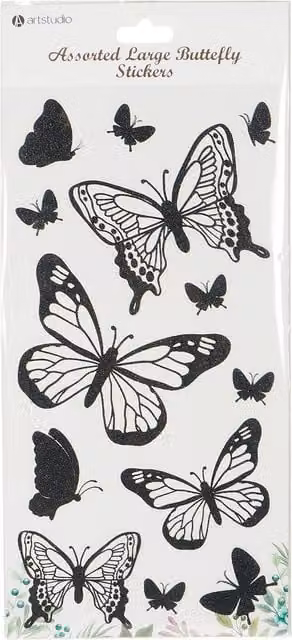 Art Studio Assorted Large Butterfly Stickers in Black or White