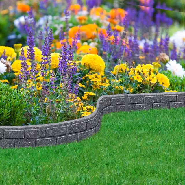 Nicoman Grey Rubber Brick Effect Garden Border