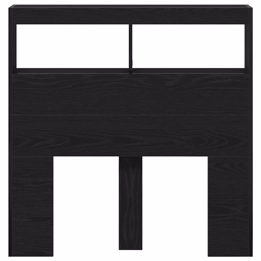Berkfield Home Modern Black Oak Headboard Cabinet with Integrated LED Lighting and USB Charging Port, W: 100 cm, D: 17 cm, H: 102 cm – 5