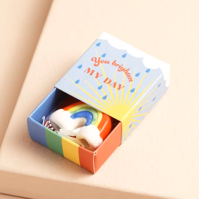 Lisa Angel Women's Tiny Matchbox Ceramic Rainbow Token in Multicolour