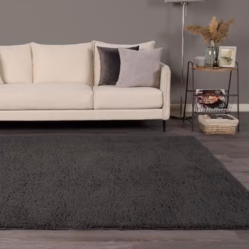 OHS Grey Shaggy Bedroom and Living Room Rug, W/D: 120 x 170 cm