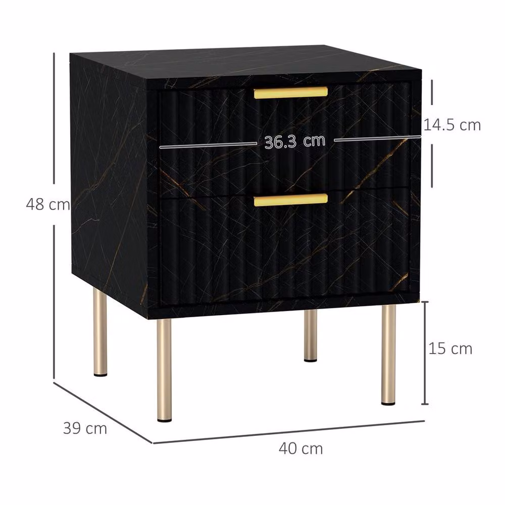 Kelvenix Modern Black Matt Bedside Table – 2