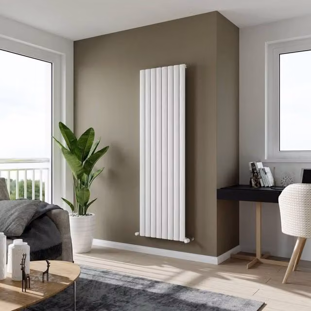 Bathroom Kingdom Delta White Single Flat Panel Vertical Radiator H: 180 cm, W: 34.5 cm