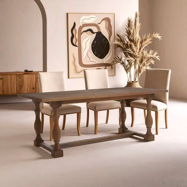 Fifty Five South Vintage Brown Oak Wood Rectangular Dining Table