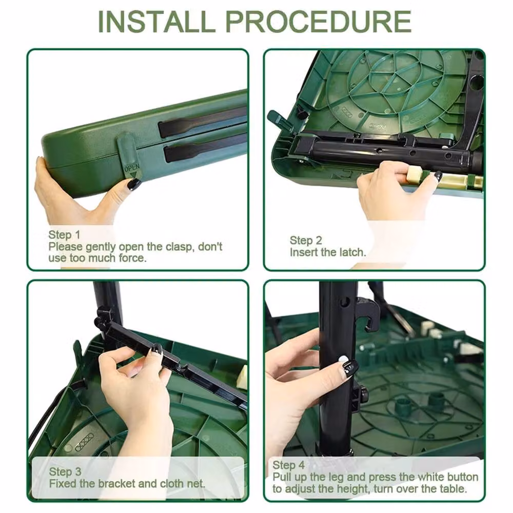 VOGREX Portable Folding Camping Table with Adjustable Height in Green – 3
