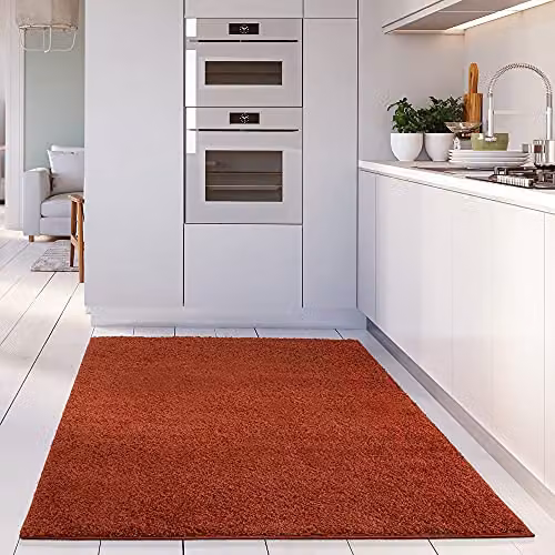 THE RUGS Terra Plain Soft High Pile Shaggy Rug, Orange, W: 200 cm, D: 290 cm – 3