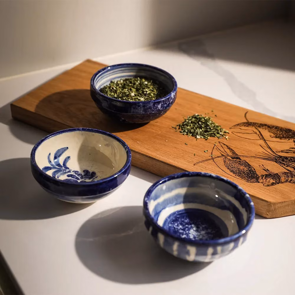 Selbrae House Ceramic Geometric Dip Bowl in Blue – 2