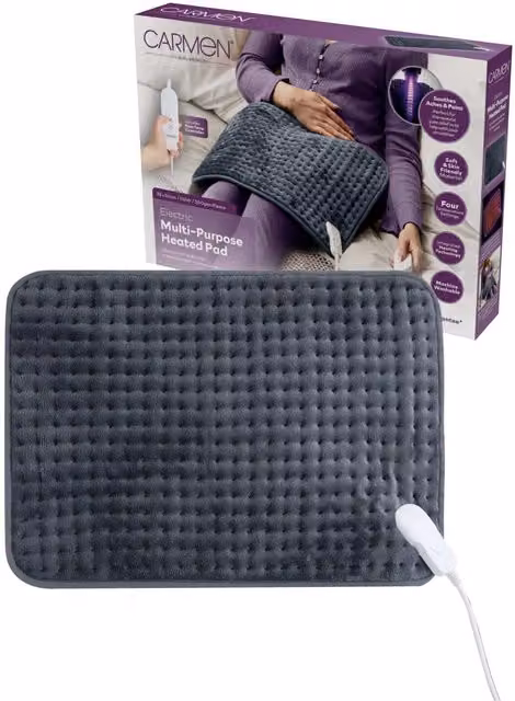 Carmen Grey Electric Heated Pad with Rapid Heat Up and Auto Shut Off, W/D/H: 40 x 35 x 35 cm