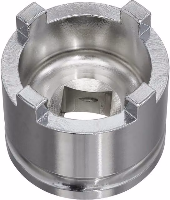 Loops 43mm Motorcycle Swingarm Castellated Locknut Socket with 4 Pin/Tooth and 1/2 inch Drive in Silver