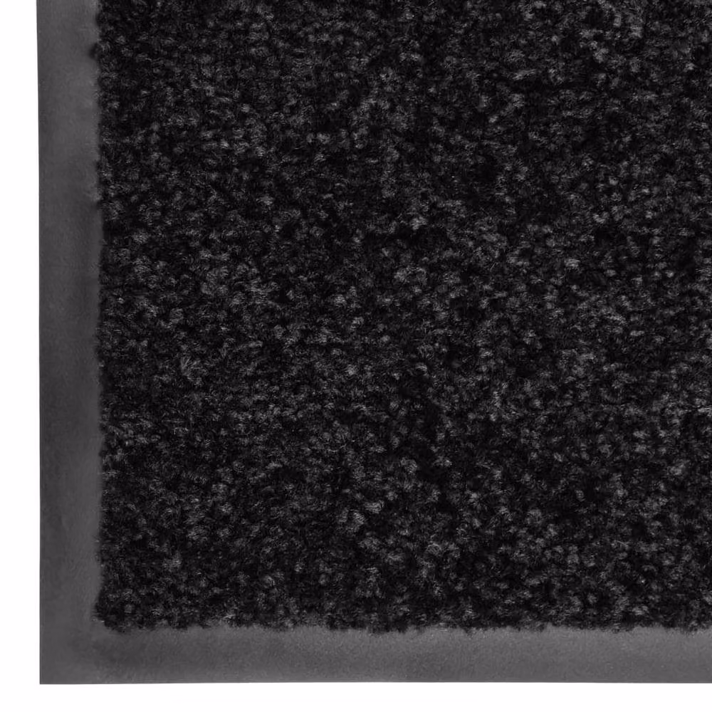 Berkfield Home Washable Non-Slip Black Doormat W/D: 90 x 120 cm – 3