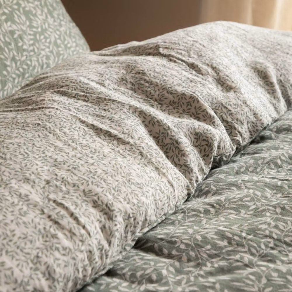 Yard Perrie Leaf Muslin 100% Cotton Duvet Cover Set in Green, W/D/H: 200 x 200 cm – 2