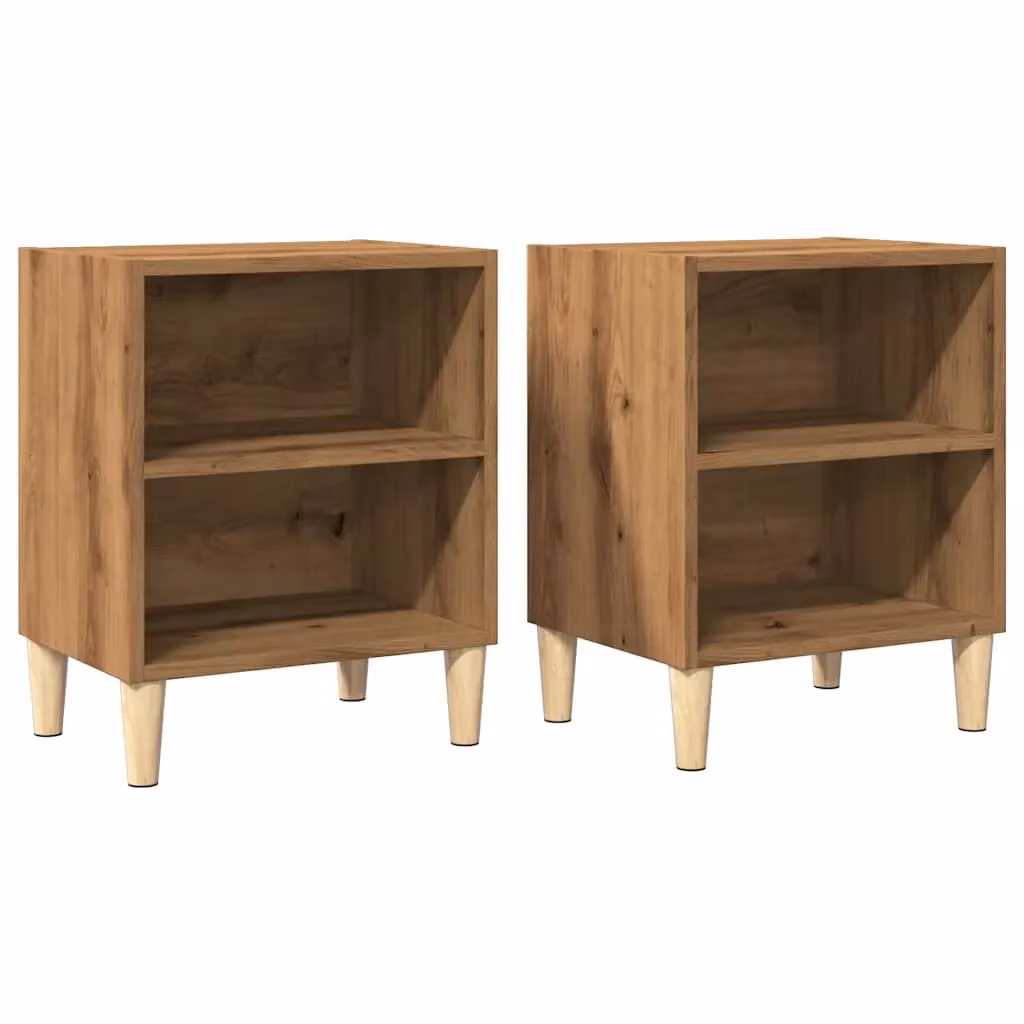Berkfield Home Artisan Oak Bedside Cabinets, 2 Piece Set in Brown, W/D/H: 40 x 30 x 50 cm – 2