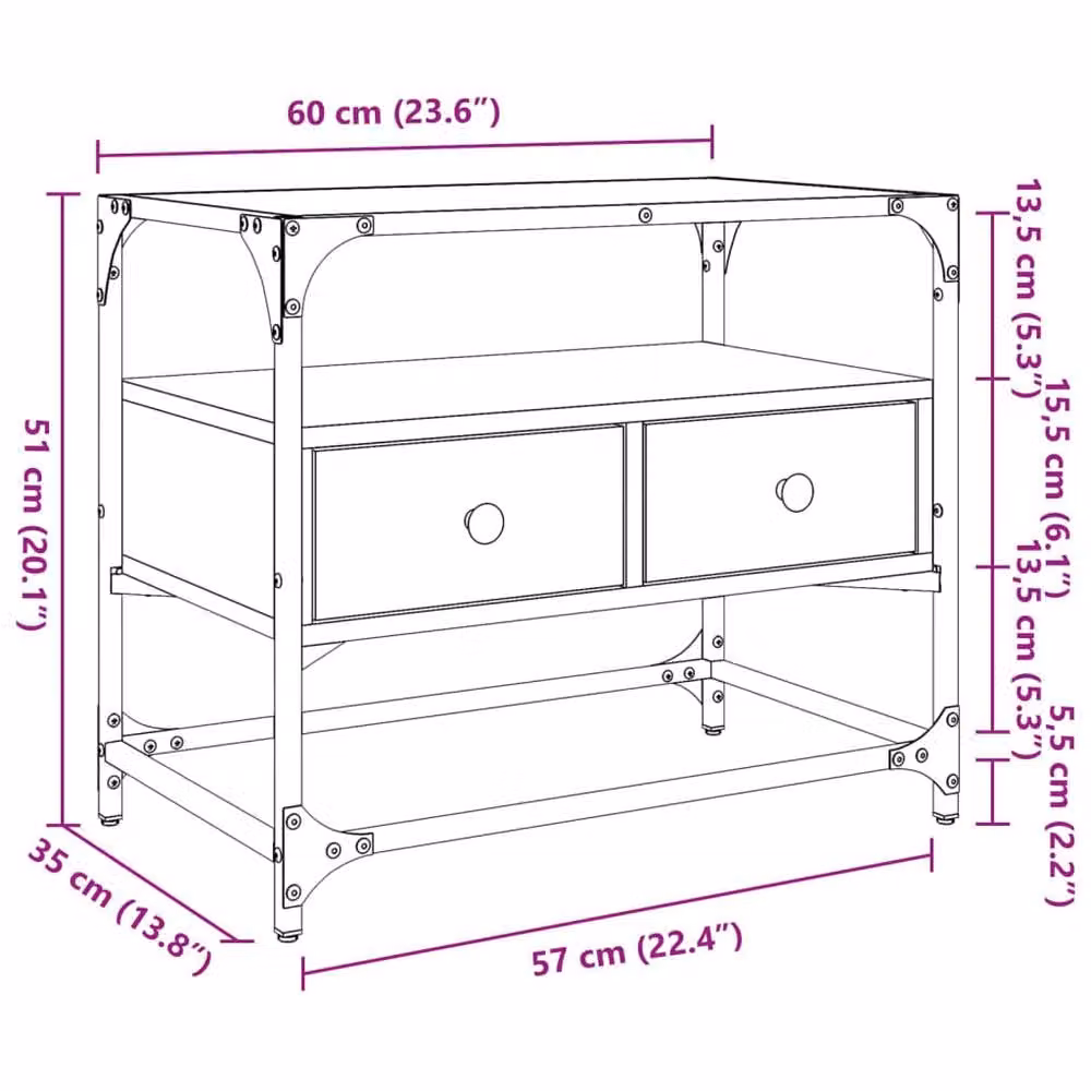 Berkfield Home Grey Sonoma TV Cabinet with Glass Top and MDF, W/D/H: 60 x 35 x 51 cm – 5