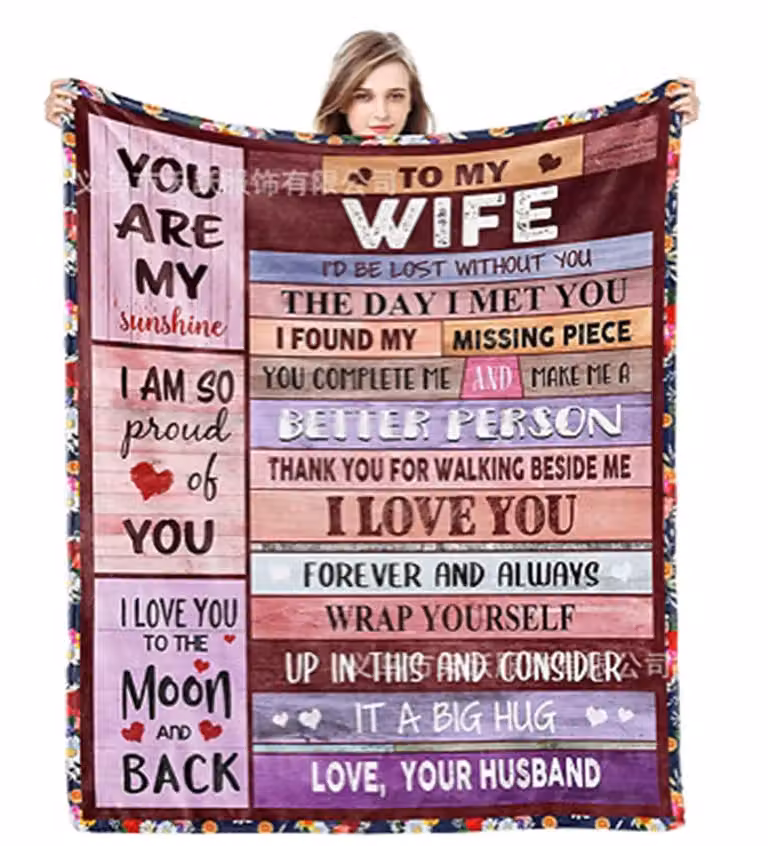 Leaper Personal Love Letter Fleece Blanket in Red and Multicolour, King Size