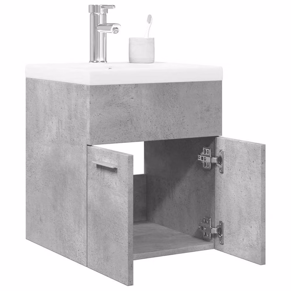 Berkfield Home 2 Piece Modern Bathroom Vanity Unit Set in Grey and White – 2