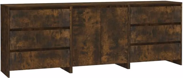 Berkfield Home 3 Piece Smoked Oak Sideboard Set in Brown – 1