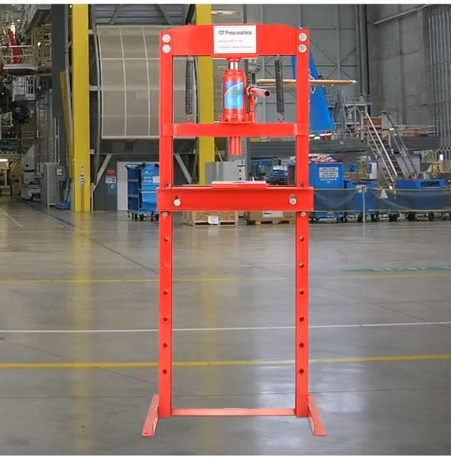 Living and Home 12 Ton H-Frame Floor Standing Shop Hydraulic Press in Red