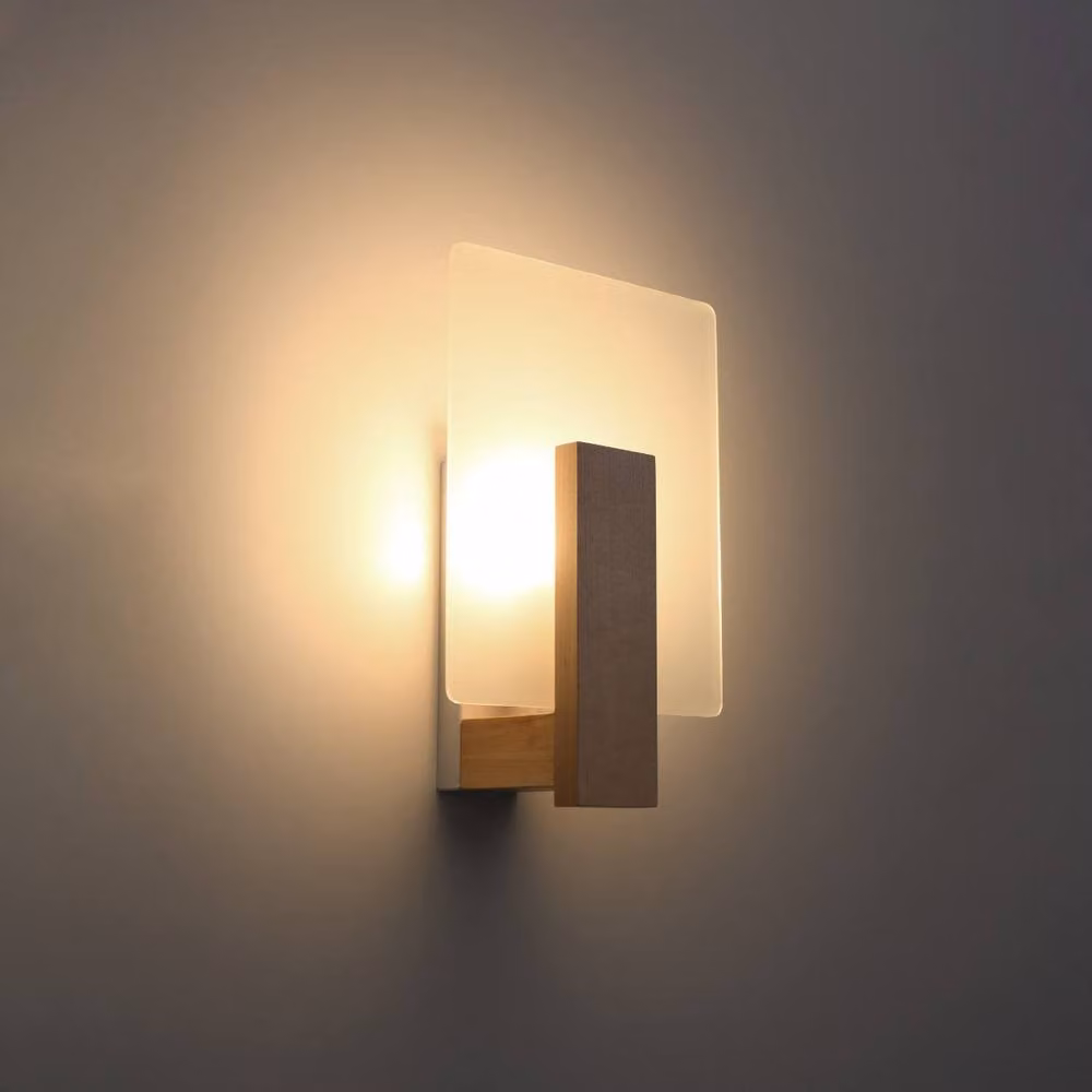 Sollux Lighting Scandinavian Wall Lamp in Light Oak and Glass, W/D/H: 30.5 x 16 x 12 cm – 2
