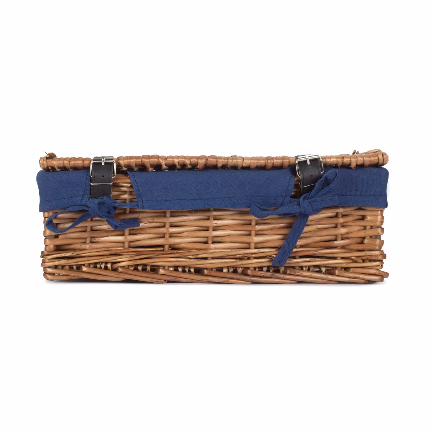 Red Hamper Wicker Rectangular Empty Gift Basket with Blue Cotton Lining W: 40.0 cm, D: 26.0 cm, H: 14.0 cm – 2